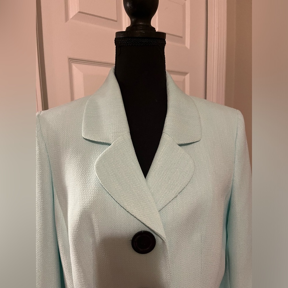 Black Label Evan-Picone Aqua / Mint Green Blazer size 10 black buttons - Picture 2 of 13